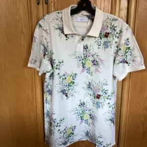 Ovadia & Sons *RARE* Antique White Bouquet Floral Polo Shirt